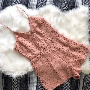 Kendall + Kylie Pink Lace Overlay Romper